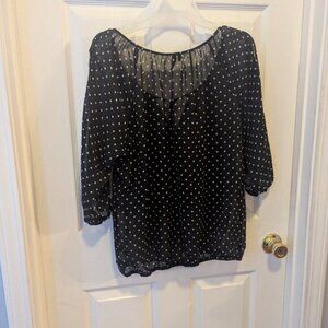 Maurices black and white polka dot top - L